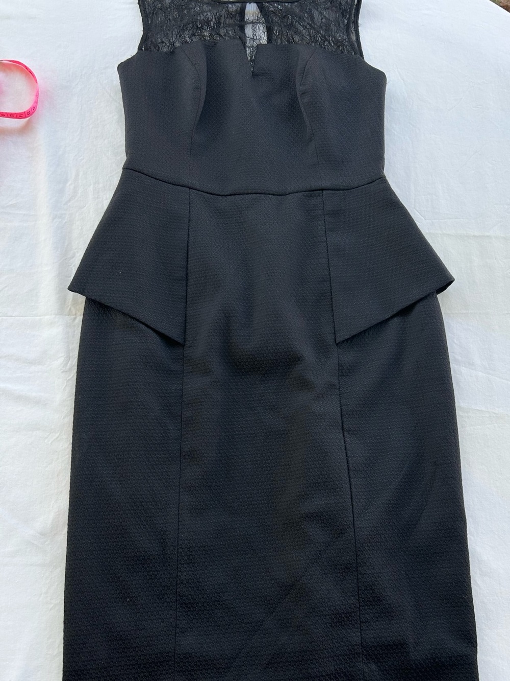 La Ligne NWT Black Peplum Cocktail Dress, Illusion Lace, TJ Maxx Tag.